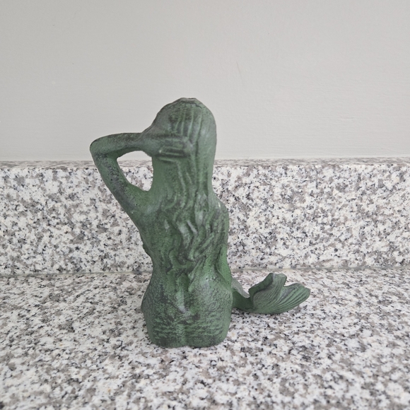Cast Iron Green Mermaid Figurine - Picture 2 of 9